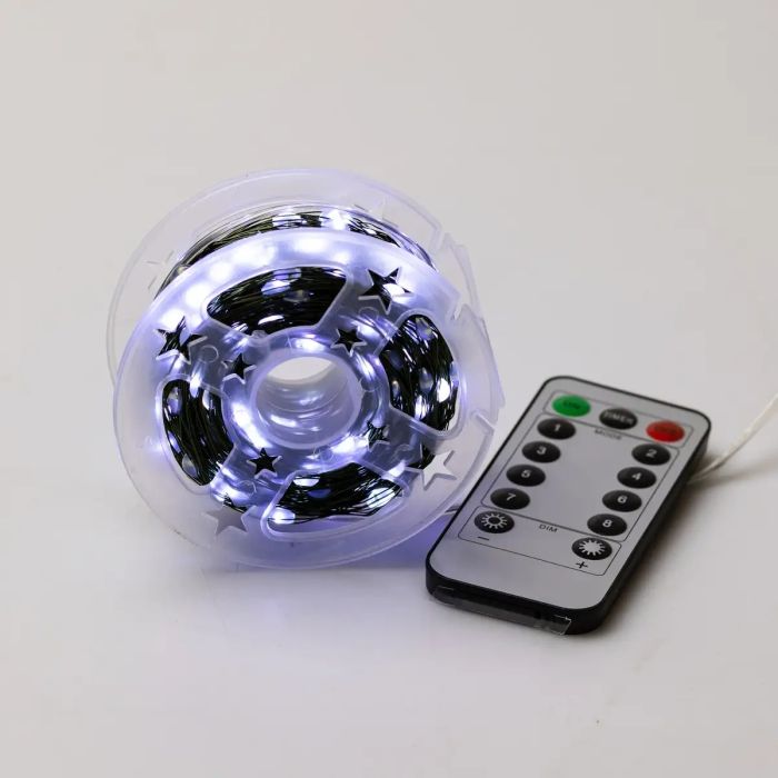 Гірлянда роса на пульті 50 метрів на 500 led світлодіодів крапля на зеленому дроті біла 500L50MGW