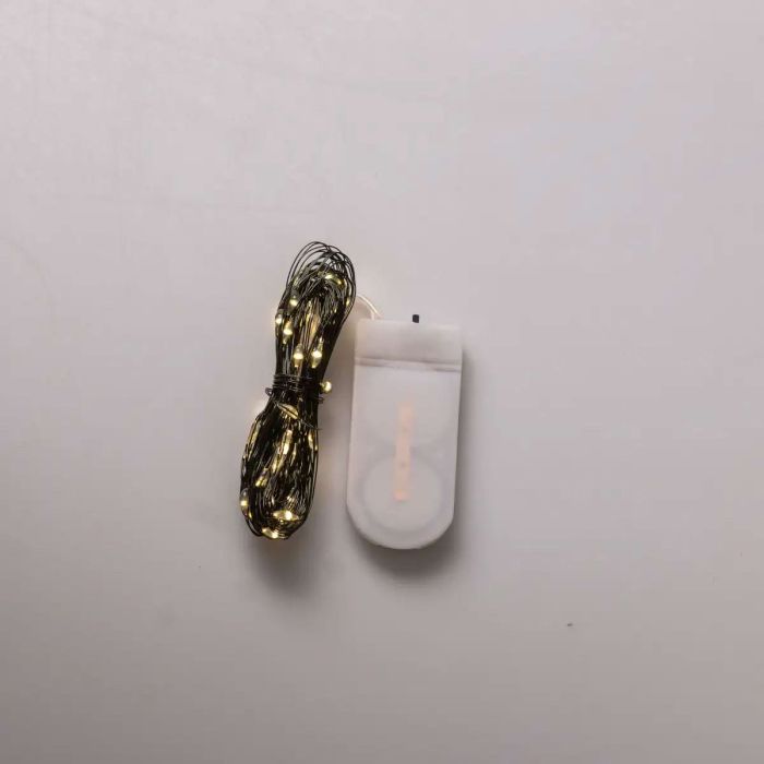 Світлодіодна гірлянда Роса 5 метрів на батарейках 50 led нитка на зеленому дроті жовта 50L5MGY