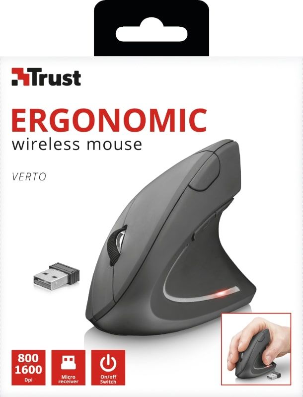 Миша Trust Verto Ergonomic, WL, чорний