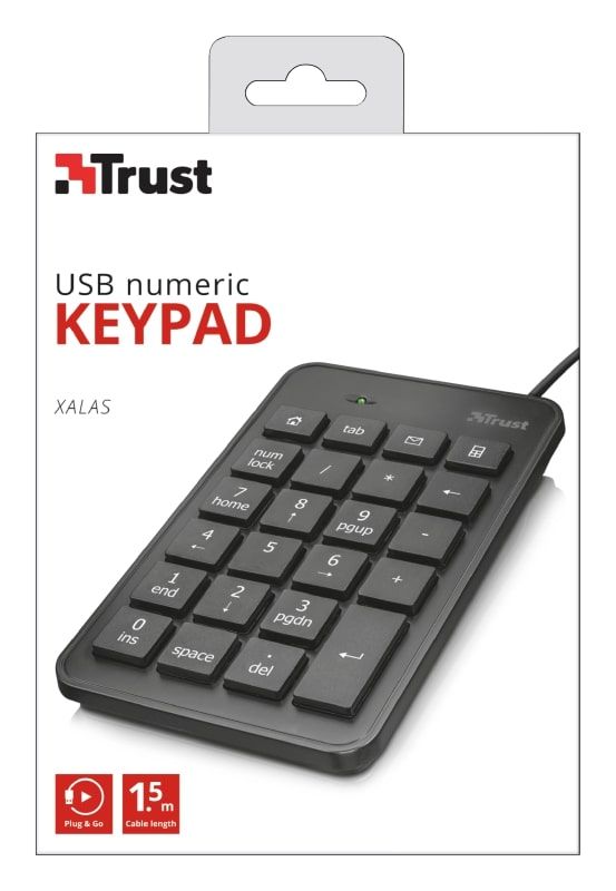 Клавіатура мембрана Trust Xalas USB-A Numeric Keypad 23Key, USB-A, чорний