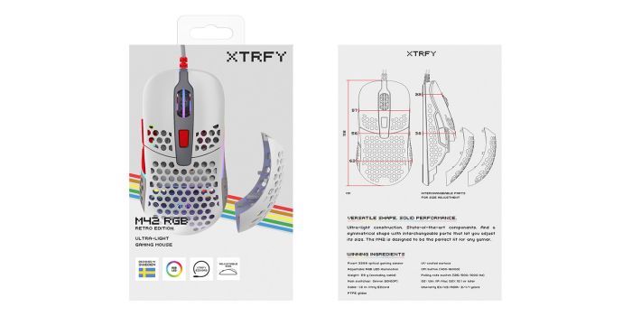 Миша Xtrfy M42, USB-A, RGB,  Retro