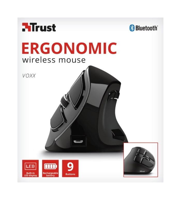 Mouse Trust Voxx Rechargeable Ergonomic WL Black