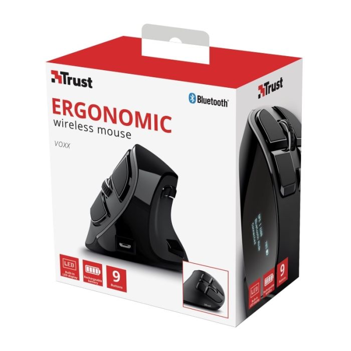 Mouse Trust Voxx Rechargeable Ergonomic WL Black