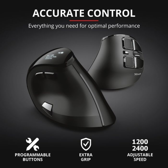 Mouse Trust Voxx Rechargeable Ergonomic WL Black