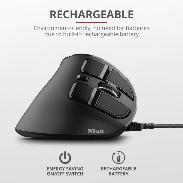 Mouse Trust Voxx Rechargeable Ergonomic WL Black