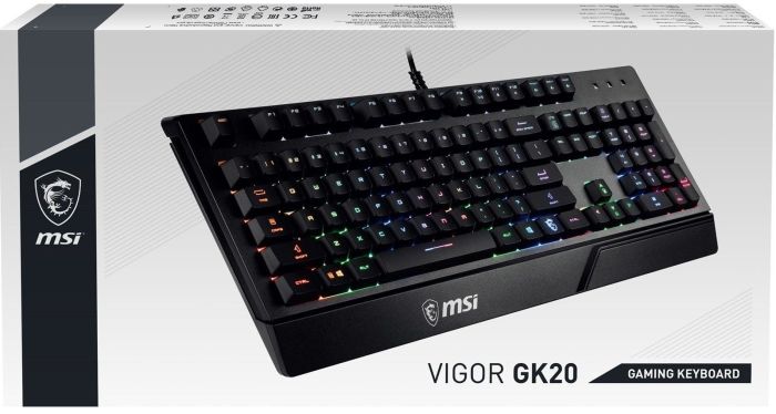MSI Keyboard membrane Vigor GK20 UA 104key, USB-A, EN/UKR/RU, ColorLED, black