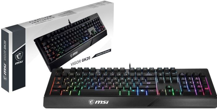 MSI Keyboard membrane Vigor GK20 UA 104key, USB-A, EN/UKR/RU, ColorLED, black