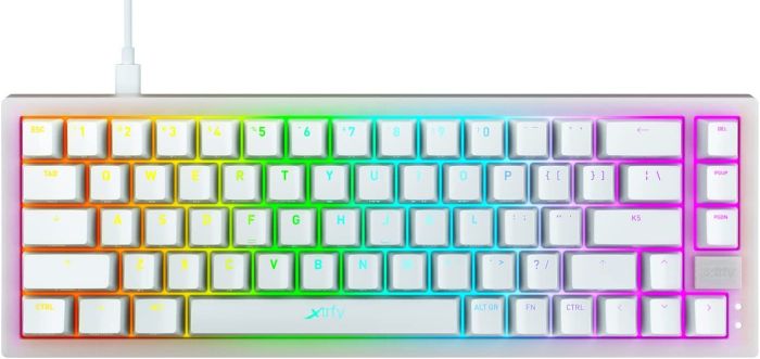 Клавиатура механическая Xtrfy K5 68Key, Kailh Red, USB-A, EN/UA, Hot-swap, RGB, белый