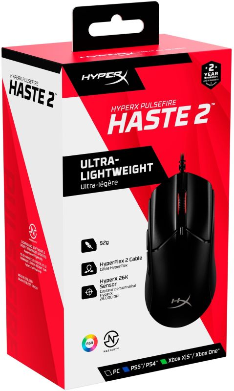 Миша HyperX Pulsefire Haste 2, RGB, USB-A, USB, чорний