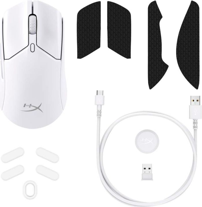 HyperX Mouse Pulsefire Haste 2, RGB, USB-A/WL/BT, white