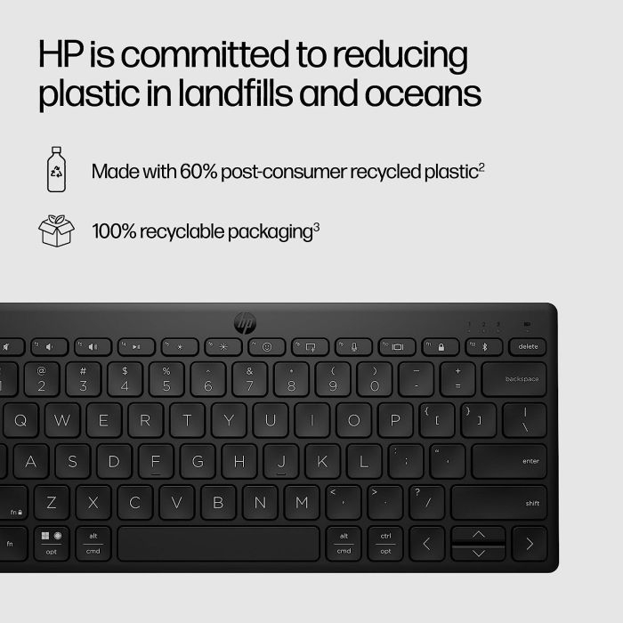 Клавіатура мембранна HP 350 Compact Multi-Device, 78key, BT, EN/UK, чорний
