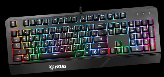 MSI Keyboard membrane Vigor GK20 UA 104key, USB-A, EN/UKR/RU, ColorLED, black