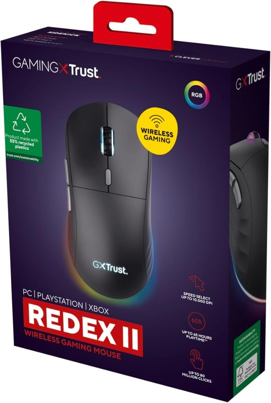 Mouse Trust GXT 926 REDEX II, WL/USB-A/USB-C, black
