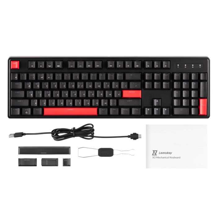 Клавіатура механічна Lemokey  X3 104Key, Keychron Brown, USB-A, QMK/VIA, Hot-Swap, EN/UKR, RGB, чорний