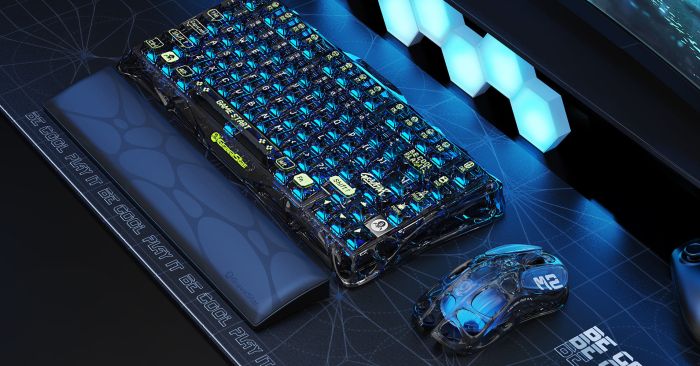 Мышь GravaStar Mercury M2, BT/WL/USB-A, RGB, черный