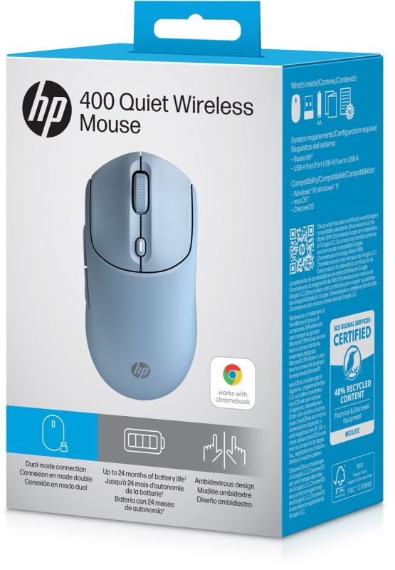 Миша HP 400 Quiet, WL/BT, блакитний
