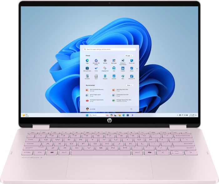 HP Notebook OmniBook 5 Flip x360 14" WUXGA IPS Touch, Intel 7-150U, 24GB, F1TB, UMA, DOS, pink