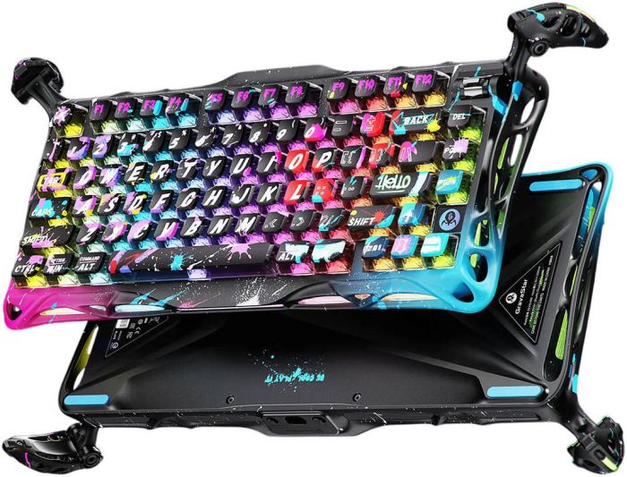 Клавіатура механічна GravaStar Mercury V75 Pro 80keys, Magnetic Jade Gaming, 8K, USB-A, RGB, Neon Graffiti