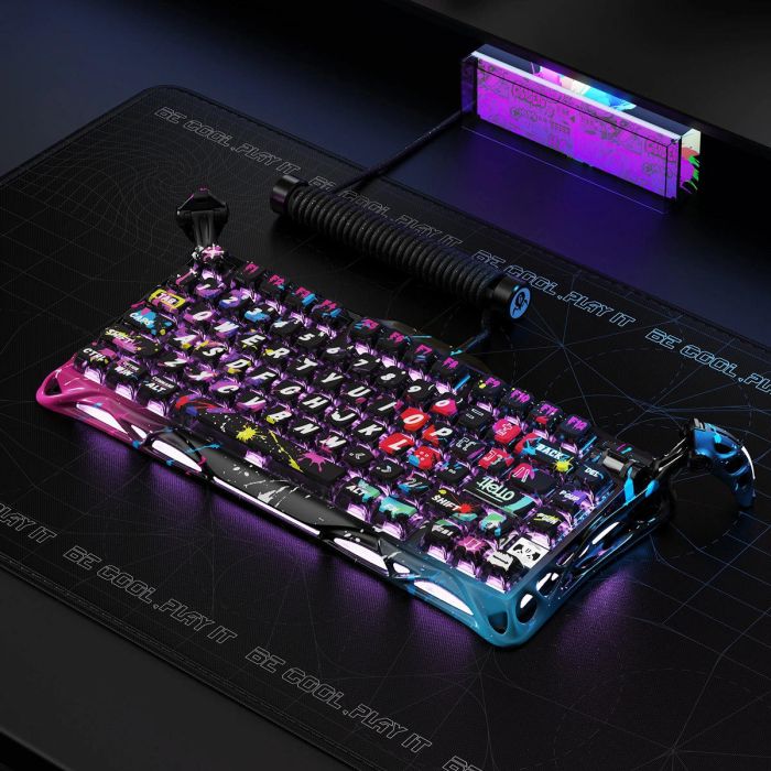 Клавіатура механічна GravaStar Mercury V75 Pro 80keys, Magnetic Jade Gaming, 8K, USB-A, RGB, Neon Graffiti