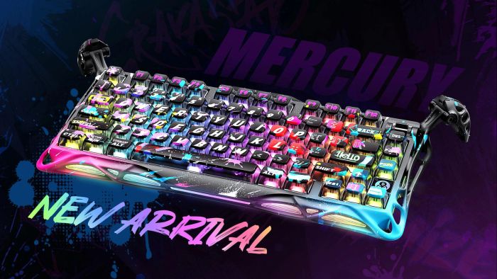 Клавіатура механічна GravaStar Mercury V75 Pro 80keys, Magnetic Jade Gaming, 8K, USB-A, RGB, Neon Graffiti