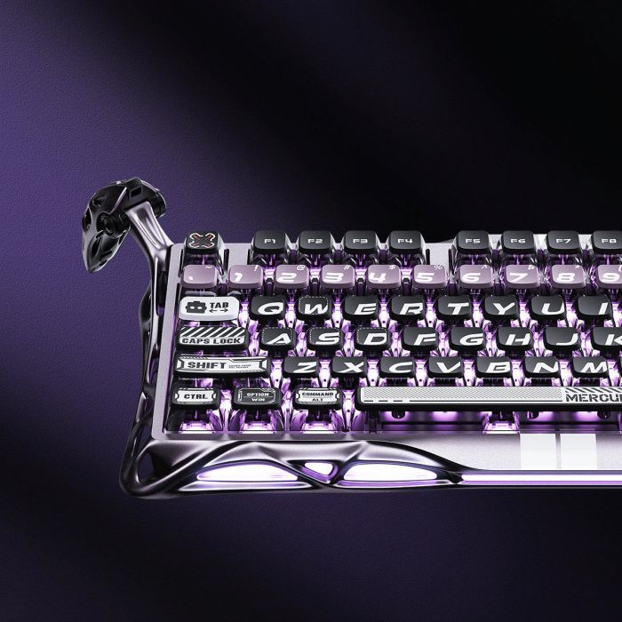 Клавіатура механічна GravaStar Mercury V75 Pro 80keys, Magnetic Jade Gaming, 8K, USB-A, RGB, Iron Purple