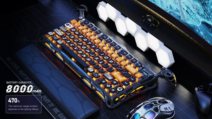 Клавіатура механічна GravaStar Mercury K1 Pro 80keys, GravaStar x Kailh Speedy Mint, BT/WL/USB, CyberFlare