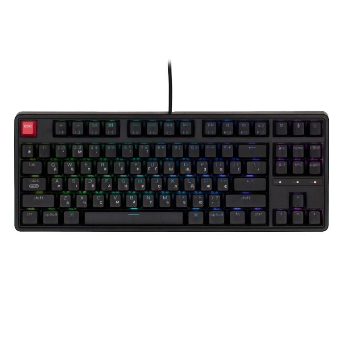 Клавіатура механічна Keychron C3 Pro V2 87Key, K pro Brown, USB-A, QMK, Hot-swap,8K, EN/UKR, RGB, чорний