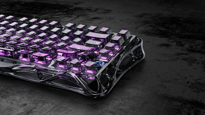Клавіатура механічна GravaStar Mercury V75 Lite 80keys, Magnetic Blackcore, USB-A, RGB, Transparent Black