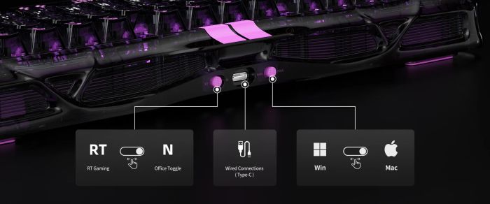 Клавіатура механічна GravaStar Mercury V75 Lite 80keys, Magnetic Blackcore, USB-A, RGB, Transparent Black