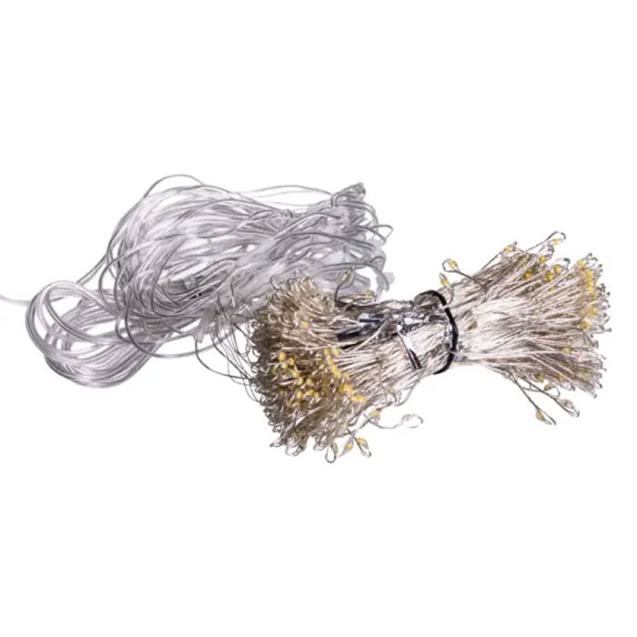 Новорічна гірлянда кімнатна штора роса Хвойна лапа 3х3 м 600 LED Жовте світло D600LED3MY