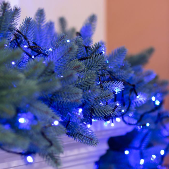 Гірлянда нитка 14м на 161 LED лампочок світлодіодна чорний провід 8 режимів роботи Синій M300LEDBL