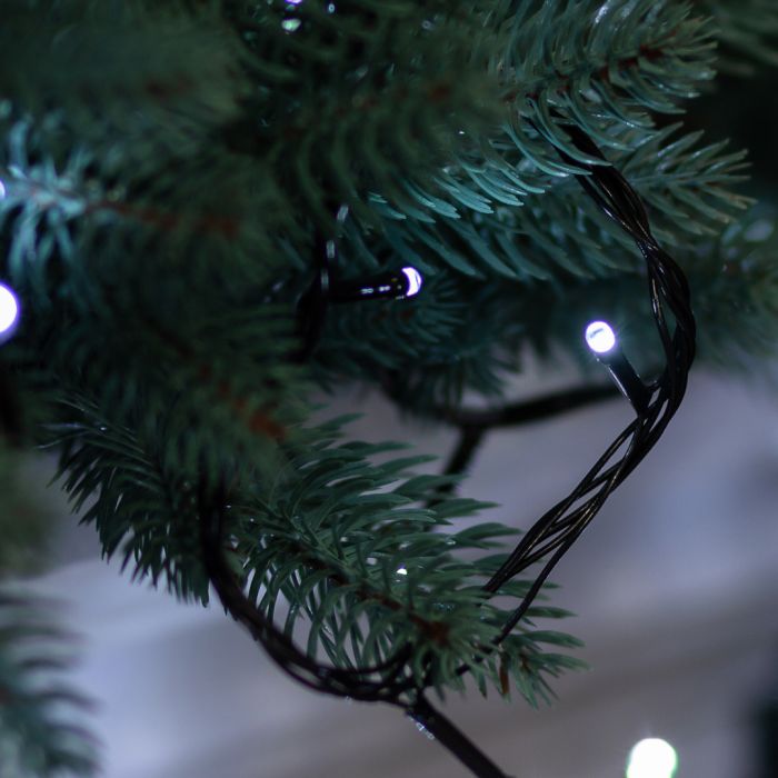 Гірлянда нитка 22 м на 218 LED лампочок світлодіодна чорний провід 8 режимів работи Білий M500LEDW