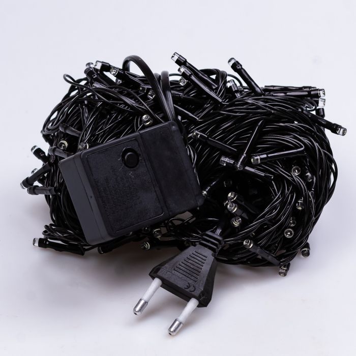 Гірлянда нитка 22 м на 218 LED лампочок світлодіодна чорний провід 8 режимів работи Білий M500LEDW