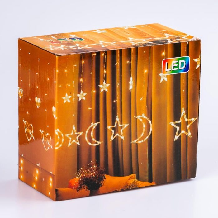 Гірлянда світлодіодна штора GarlandoPro зірка і місяць 108LED 3х0,9 м гірлянда зірка 17333057ML