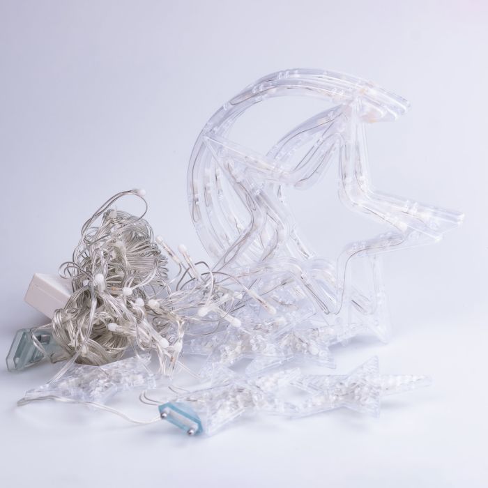 Гірлянда світлодіодна штора GarlandoPro зірка і місяць 108LED 3х0,9 м гірлянда зірка Білий 1733059W