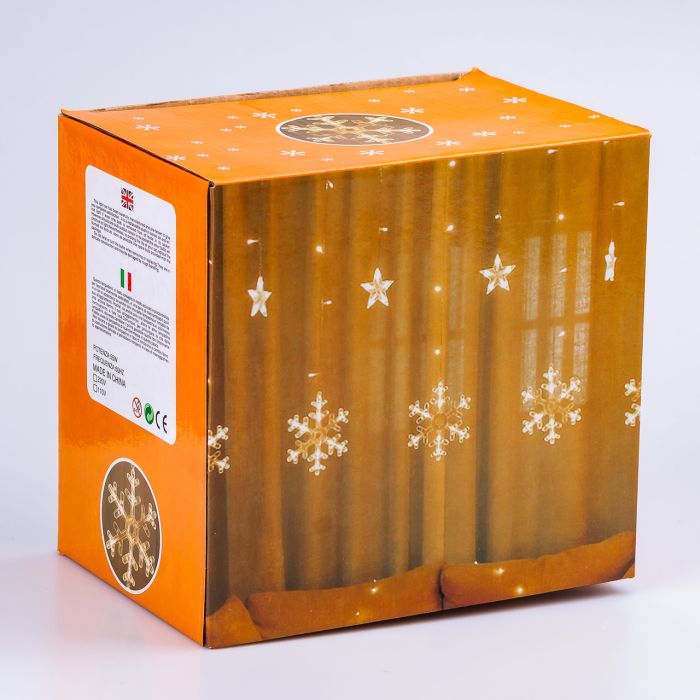 Гірлянда світлодіодна штора GarlandoPro сніжинка і зірка 12 фігур 3х1 м гірлянда зірка Синій 1733062BL