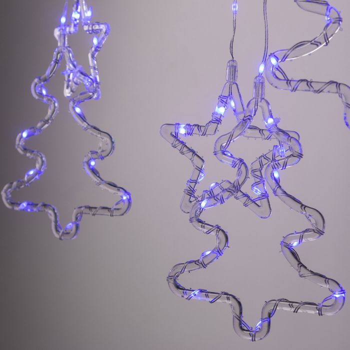Гірлянда штора світлодіодна GarlandoPro зірка та ялинка 120LED 3х0,9 м 8 режимів Синій 1733070BL