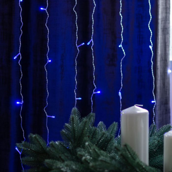 Гірлянда штора 3х2 м 144 LED світлодіодна мідний провід 16 ниток Синій ZWM2320LEDBL