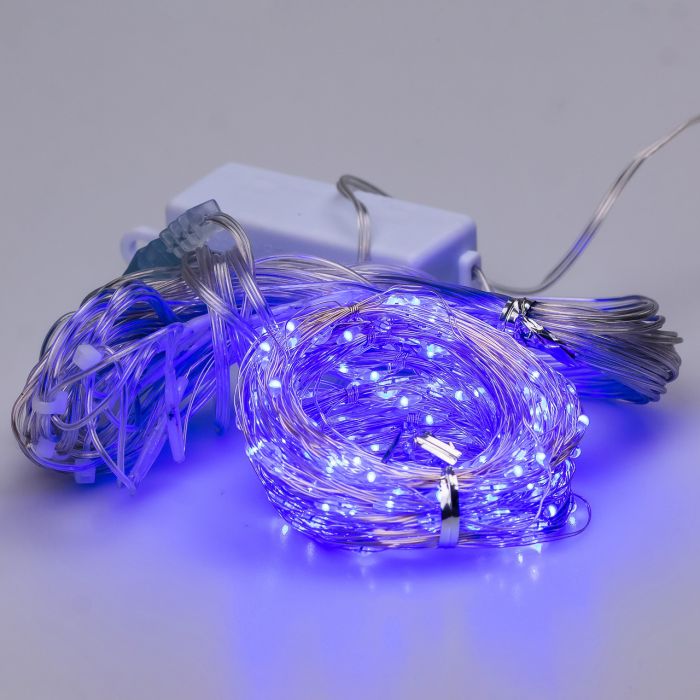 Гірлянда штора світлодіодна GarlandoPro Роса 200LED 3х2м 10 ліній 8 режимів гірлянда крапля роси Синій 173302BL