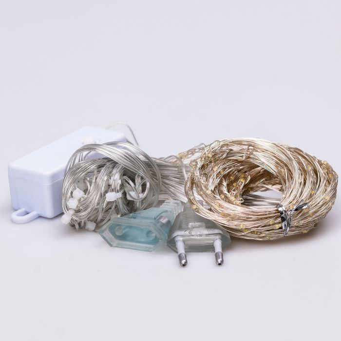 Гірлянда штора світлодіодна GarlandoPro 200LED Роса 3х3м 8 режимів 10 ниток гірлянда роса на ялинці Жовтий 173308Y