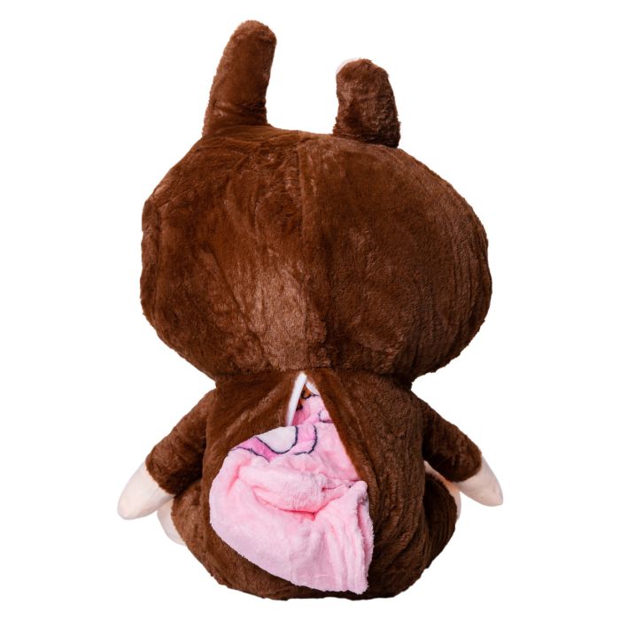 М'яка іграшка-плед, подушка 3 в 1 Лабубу 50 см Коричневий ТМ COLORFUL HOME LAB2BR