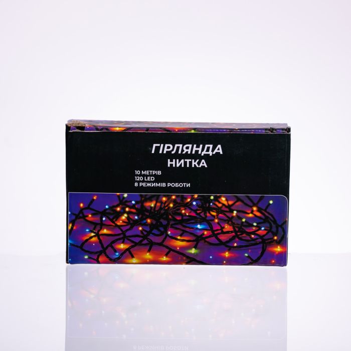 Новорічна гірлянда кімнатна нитка 10 м 120 LED білий провід Білий W120LED10MWW