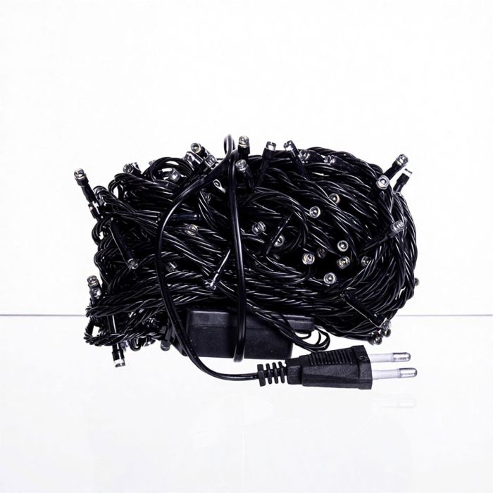 Новорічна гірлянда кімнатна нитка 18 м 180 LED кімнатна гірлянда чорний провід Біле світло W180LED18MBW