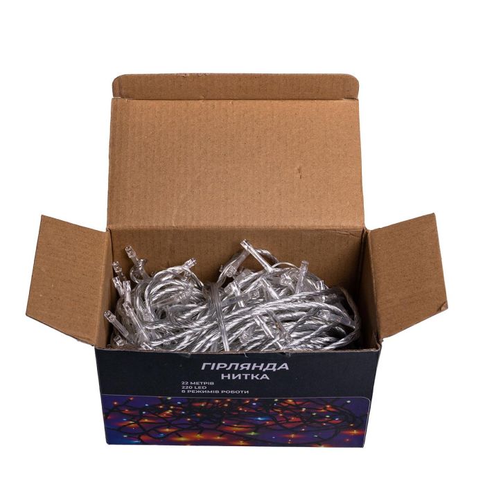 Новорічна гірлянда кімнатна нитка 22 м 220 LED кімнатна гірлянда білий провід Біле світло W220LED22MWW