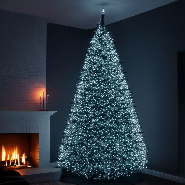 Новорічна гірлянда кімнатна роса 100 м 3000 LED Хвойна лапа зелений провід Біле сяйво D3000L100MGW