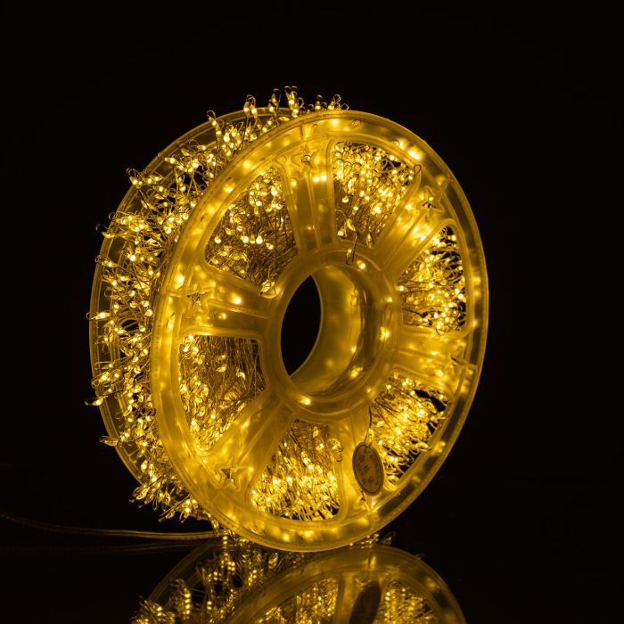 Новорічна гірлянда кімнатна роса Хвойна лапа 50 м 1500 LED білий провід Жовте сяйво D1500L50MWY