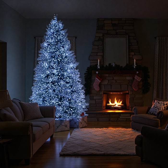 Новорічна гірлянда кімнатна роса Хвойна лапа 50 м 1500 LED зелений провід Біле сяйво D1500L50MGW