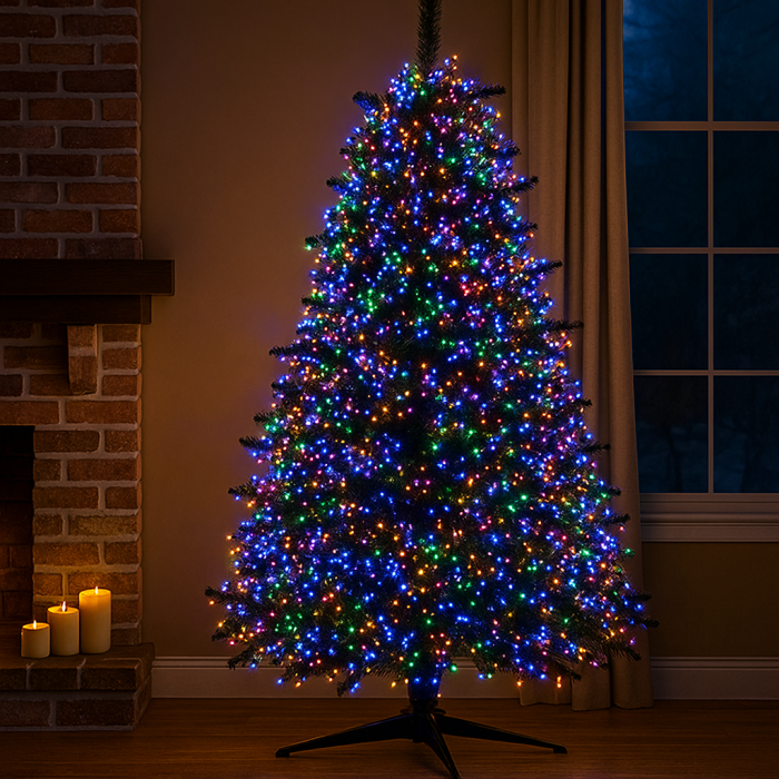 Новорічна гірлянда кімнатна роса Хвойна лапа 50 м 1500 LED зелений провід Мультиколор D1500L50MGML