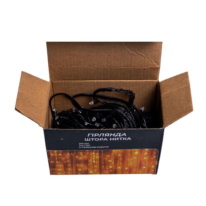 Новорічна гірлянда штора 3х2 м 144 LED кімнатна білий провід Жовтий ZWM32144LEDY
