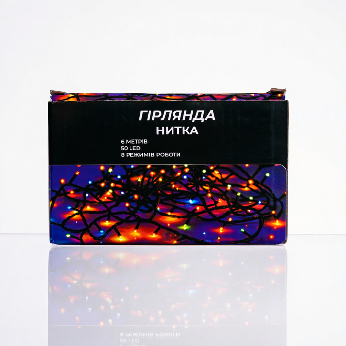 Новорічна кімнатна гірлянда нитка 6 м 50 LED білий провід Білий W50LED6MWW